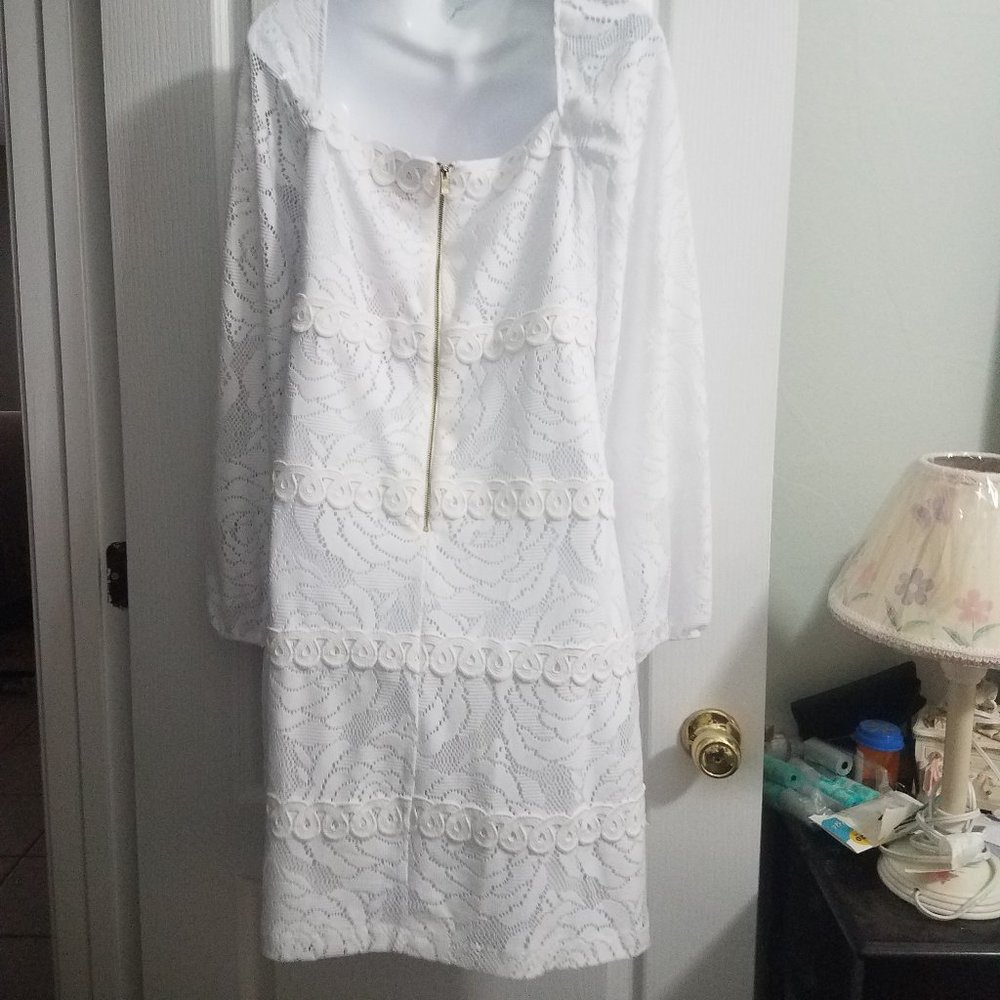 Lilly Pulitzer Zoella Dress Resort White Bungalow Blossom Lace NWT - Picture 4 of 8